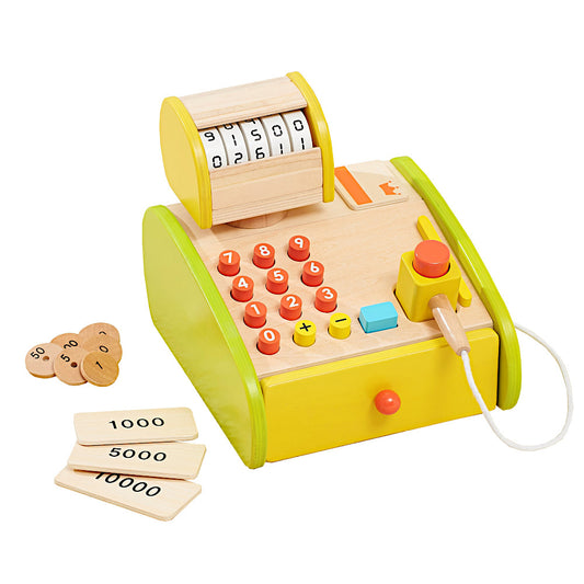 森のくるくるピッピ！レジスター（エド・インター）｜音が出る木製レジスター・おままごと知育玩具・お金の学習