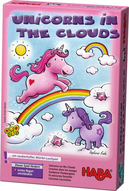 ハバ社（ドイツ）の雲の上のユニコーン。サイコロを振って進む子ども向けボードゲーム。